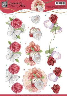 CD10981 - 3D knipvel&nbsp;Jeanine&#039;s Art&nbsp;-&nbsp;Roses and Hearts