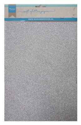 Marianne D Decoratie Soft Glitter papier 5vl - Zilver CA3142 A4 (09-19)