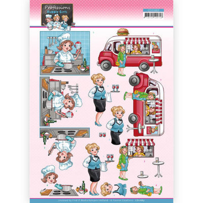 CD11663 3D Cutting Sheet - Yvonne Creations - Bubbly Girls Professions - Catering