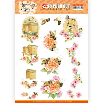 SB10560 3D Push Out - Jeanine's Art - Humming Bees - Beehive