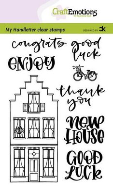 CraftEmotions clearstamps A6 - handletter - Nieuwe Woning 2 (Eng) Carla Kamphuis (08-21)