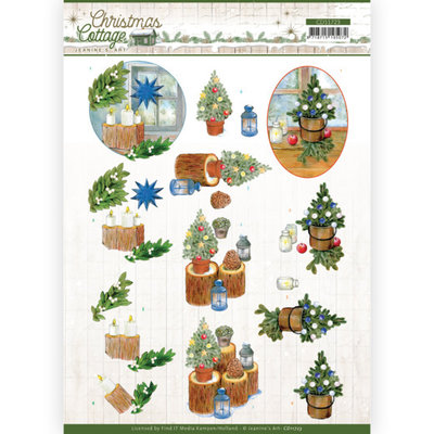 CD11723 3D Cutting Sheet - Jeanine's Art - Christmas Cottage - Blue Decorations