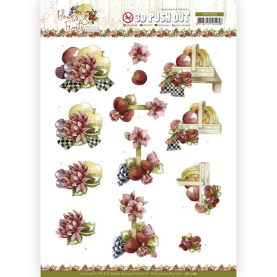 SB10589 3D Push Out - Precious Marieke - Flowers and Fruits - Flowers and Apples