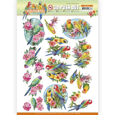 SB10619 3D Push Out - Amy Design - Colourful Feathers - Parrot