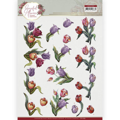 CD11769 3D Cutting Sheet - Yvonne Creations - Graceful Flowers - Colourful Tulips