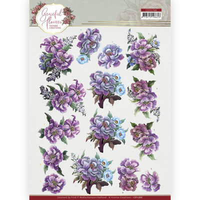 CD11766 3D Cutting Sheet - Yvonne Creations - Graceful Flowers - Purple Flowers Bouquet