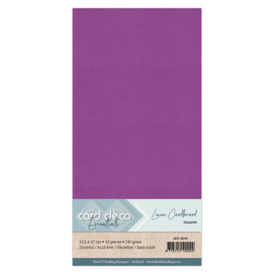 68 Linnenkarton 4K (13,5x27cm) Card Deco Mauve per 10 vel