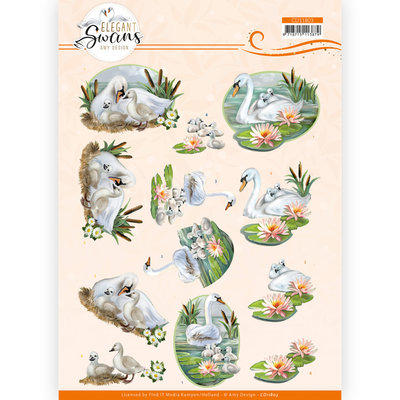 CD11803 3D Cutting Sheet -Amy Design - Elegant Swans - Swans Family