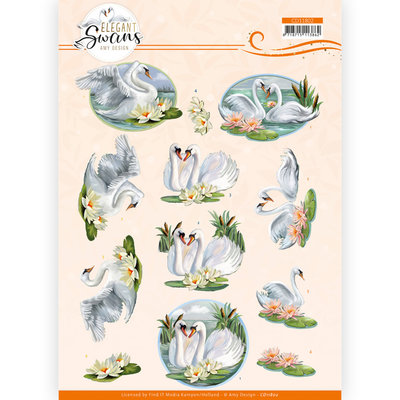 CD11802 3D Cutting Sheet -Amy Design - Elegant Swans - Love swans