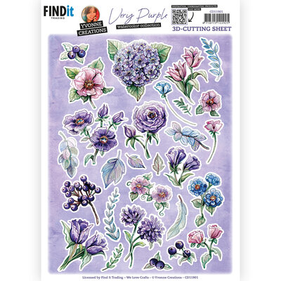 CD11901 3D Cutting Sheets - Yvonne Creations - Very Purple - Small Elements B