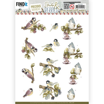 SB10708 3D Push Out Sheet - Precious Marieke - Birds and Berries - Gooseberries