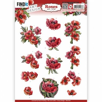 SB10744 3D Push Out - Amy Design - Roses Are Red - Poppies