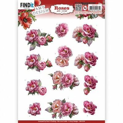 SB10743 3D Push Out - Amy Design - Roses Are Red - Peonies