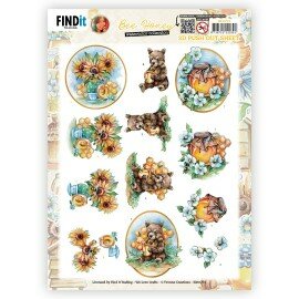 SB10751 3D Push out - Yvonne Creations - Bee Honey - Brown Bear