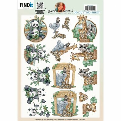 CD12029 3D Cutting Sheet - Yvonne Creations - Zoo Panda