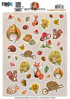 CD12076 Cutting Sheet - Yvonne Creations - Small Elements Gnomes