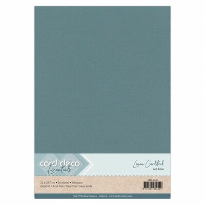 40 Card Deco Linnen A4 10 vel Sea Blue 240grm