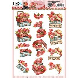 SB10934 3D Push Out - Yvonne Creations - Rose Decorations - Rose Suitcase