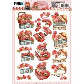 CD12184 3D Cutting Sheets - Yvonne Creations - Rose Decorations - Rose Suitcase
