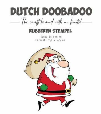 Dutch Doobadoo Rubber stempel Santa is coming 497.004.014 7,8x6,5cm (07-24)