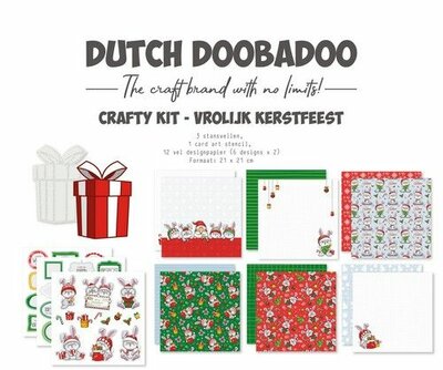 Dutch Doobadoo Craftykit Vrolijk Kerstfeest 21x21 473.005.064 21x21cm (07-24)