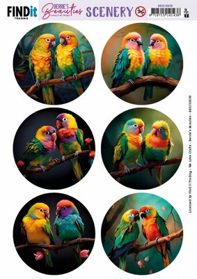 BBSC10039 Scenery Push Out - Berries Beauties - Love Birds - Round