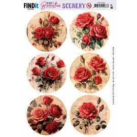 BBSC10049 Push-Out Scenery - Berries Beauties - Red Roses - Round