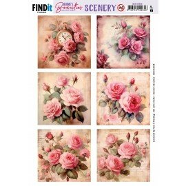 BBSC10048 Push-Out Scenery - Berries Beauties - Pink Roses - Square