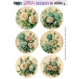 BBSC10045 Push-Out Scenery - Berries Beauties - Blue Roses - Round