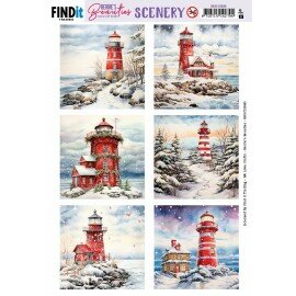 BBSC10060 Push-Out Scenery - Berries Beauties - Snowy Lighthouse - Square