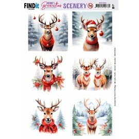 BBSC10054 Push-Out Scenery - Berries Beauties - Deer - Square