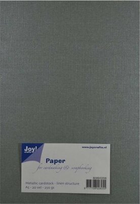 Joy Crafts Metallic cardstock met linnen structuur A5 - 20 vel - 250grs - Zilver