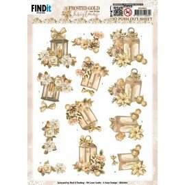 3D Push Out - Amy Design - Frosted Gold Christmas - Lantern