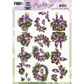 3D Cutting Sheet - Amy Design - Purple Christmas