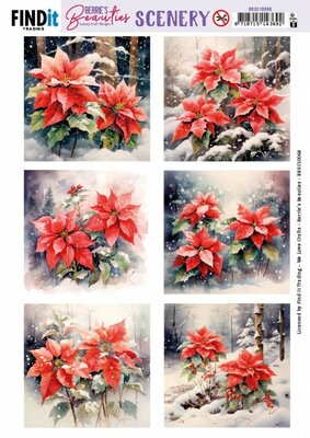 Scenery Push out - Berries Beauties - Poinsettia - Square