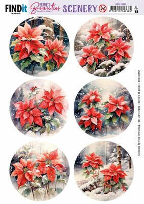 Scenery Push out - Berries Beauties - Poinsettia - Round