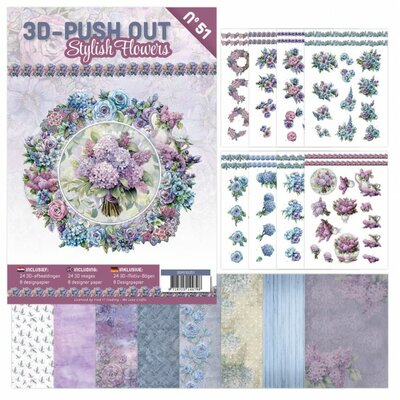 3D Push-Out Book 51 - Stylish Flowers