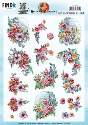 3D Cutting Sheet - Yvonne Creations - Landscape Field Bouquet