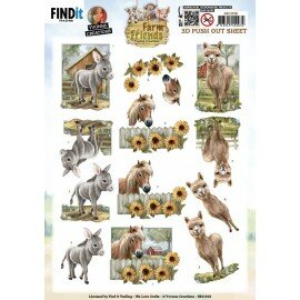 3D Push out Sheet - Yvonne Creations - Farm Friends - Donkey